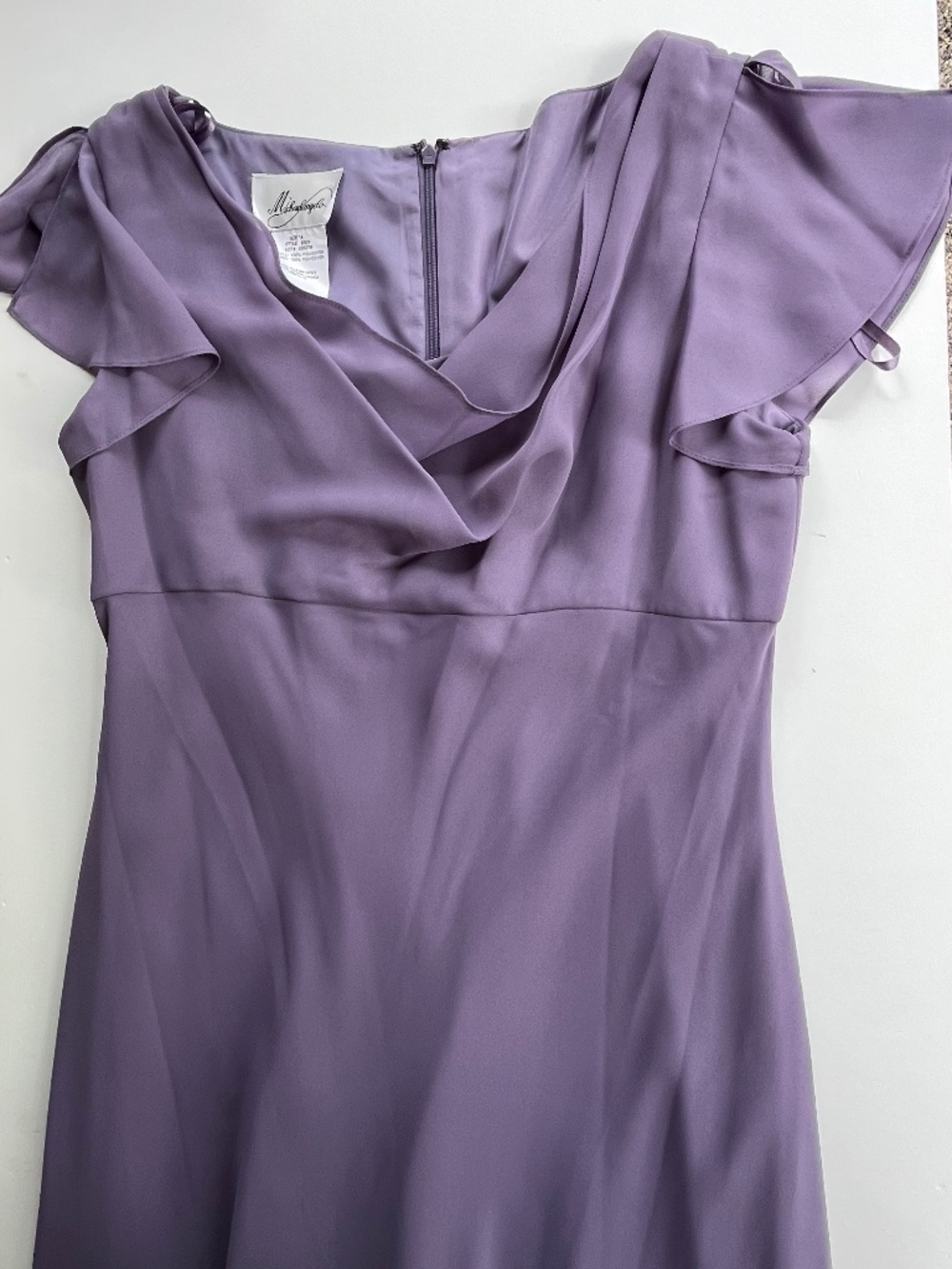 lavender Michaelangelo size 14 formal dress with elegant draped cowl